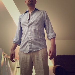 Vacation kit linen trousers and ocbd by LL Bean
